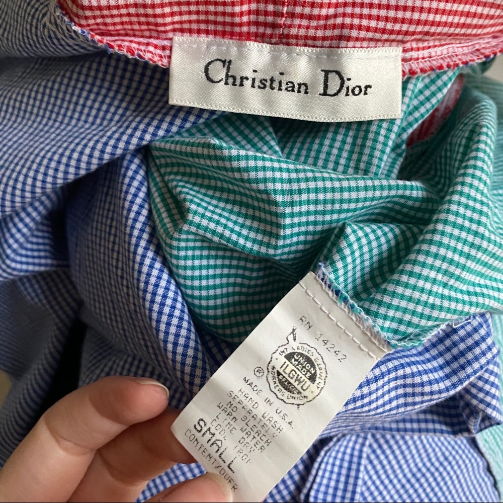 Dior 90s Gingham Check Plaid Print Robe - Picture 7 of 8